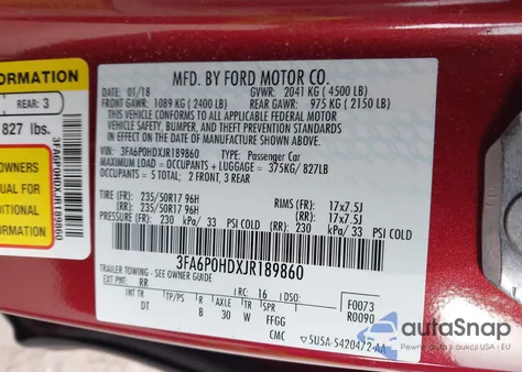 2018 Ford Fusion Se from USA, damaged, VIN 3FA6P0HDXJR189860